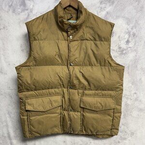 Vintage Duck Down Puffer Vest Mens Large Brown Insulated Snap